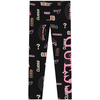 Girls White & Black Logo Leggings