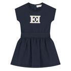 Younger Girls Navy Blue Logo Dress, 2, hi-res