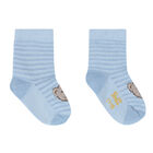 Baby Boys Blue Teddy Socks, 2, hi-res