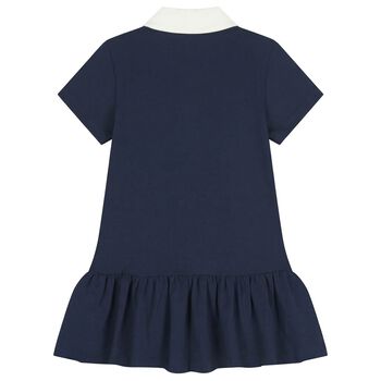 Girls Navy Blue Logo Polo Dress