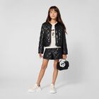 Girls Black Quilted Faux Leather Shorts, 1, hi-res