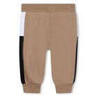 Younger Boys Beige, White & Black Joggers, 1, hi-res