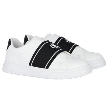 White & Black Logo Trainers