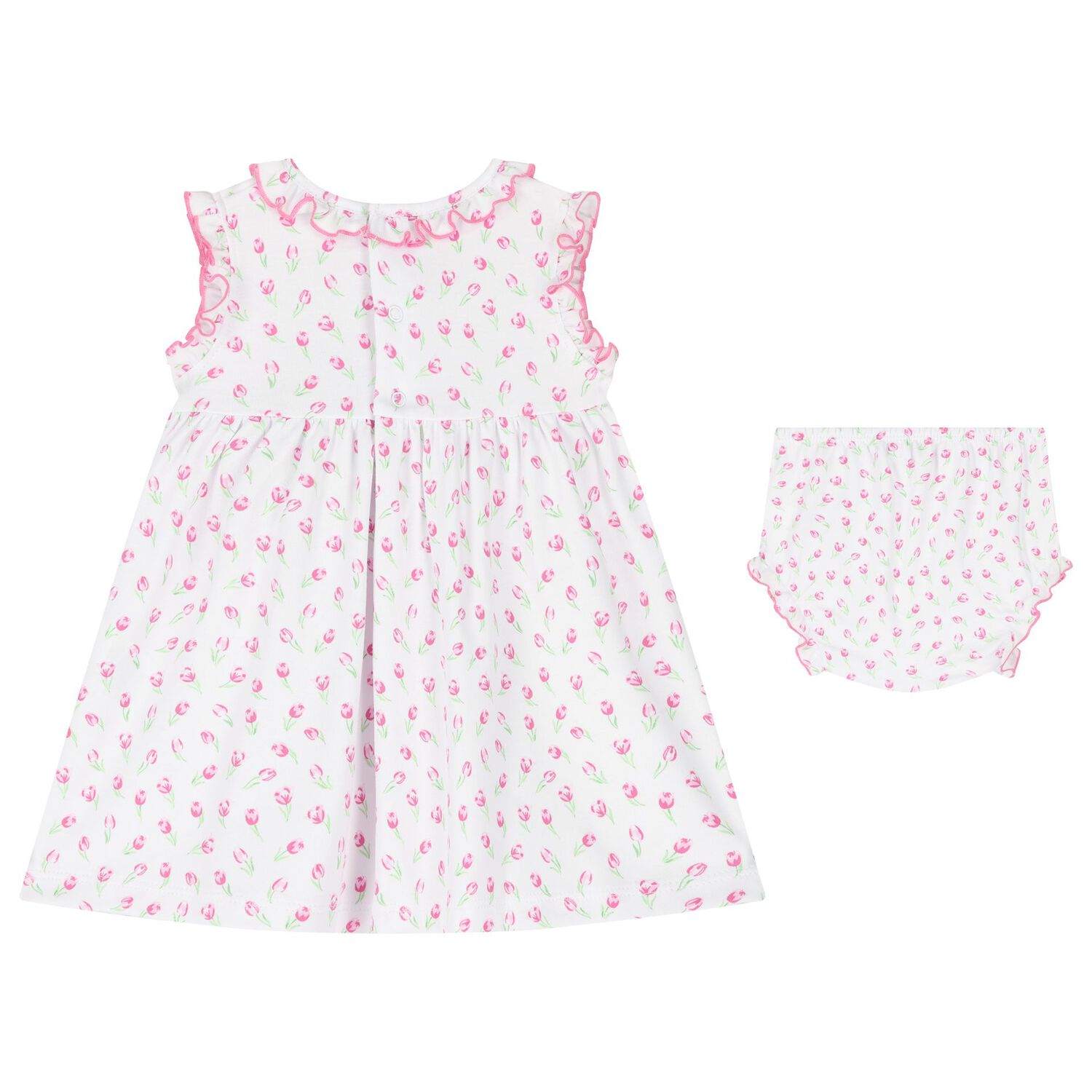 Baby Girls White Tulip Blossoms Dress Set, 1, hi-res