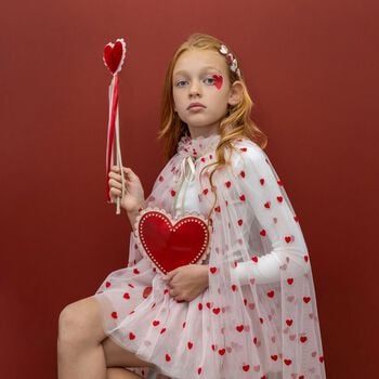 Girls Red Scalloped Heart Shoulder Bag ( 19CM )
