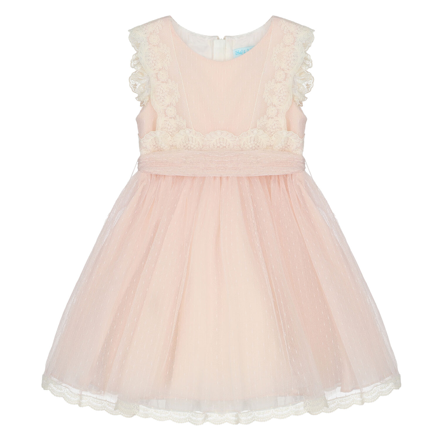 Girls Pink Embroidered Tulle Dress, 2, hi-res image number null