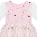 Girls Pink Floral Tulle Dress, 1, hi-res