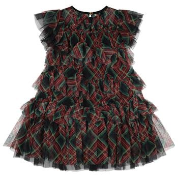 Girls Black, Green & Red Etta Tartan Tulle Dress