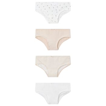 Girls Pink & White Briefs (4 Pack) 