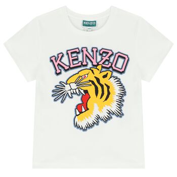 Girls Ivory Varsity Tiger T-Shirt