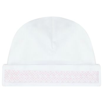Baby Girls White & Pink Smocked Hat