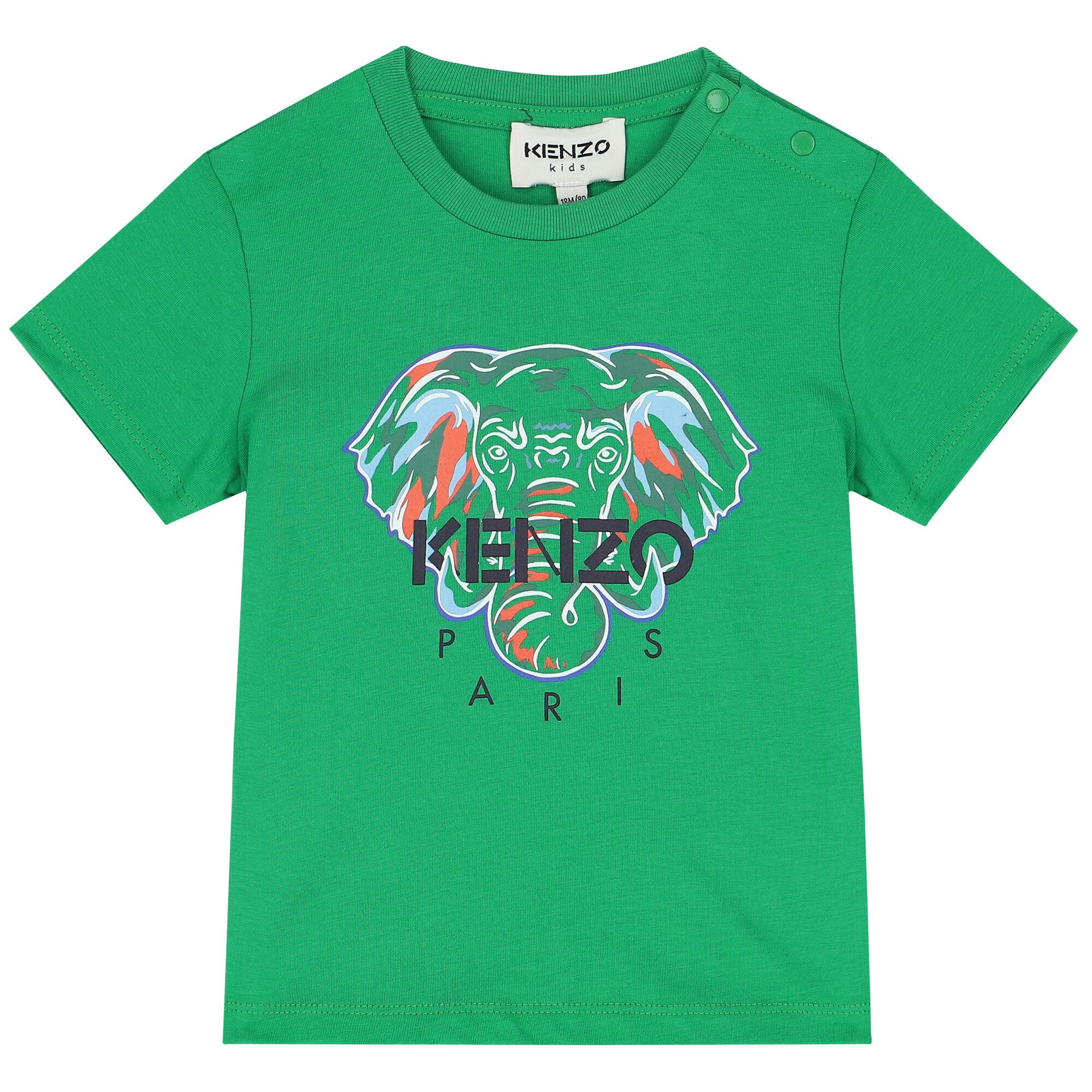 KENZO KIDS Younger Boys Green Elephant Logo T-Shirt | Junior Couture