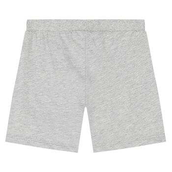 Younger White & Grey Teddy Bear Logo Shorts Set