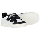 White & Black Teddy Bear Logo Trainers, 1, hi-res