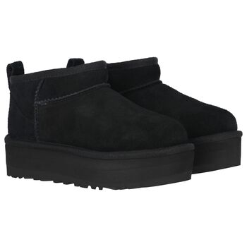 Girls Black Classic Ultra Mini Platform Suede Boots