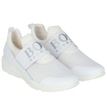 Boys White Logo Trainers