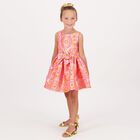 Girls Pink & Orange Circle Jacquard Dress, 4, hi-res