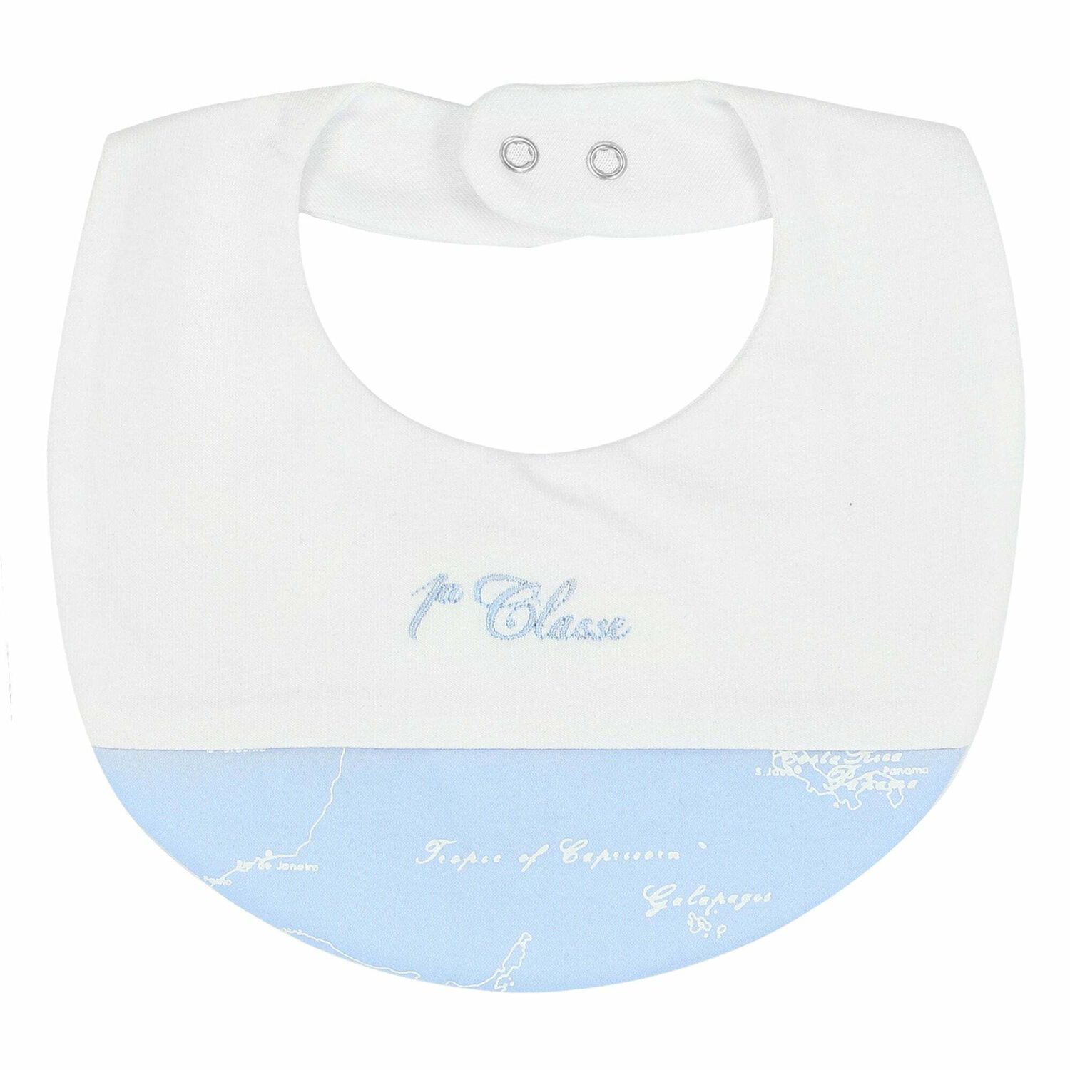 White & Blue Geo Map Baby Bib, 1, hi-res image number null
