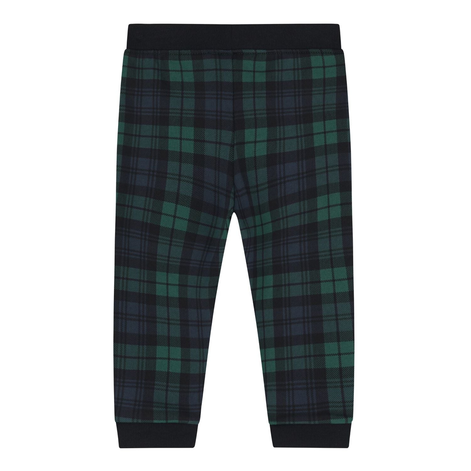 Baby Boys Black & Green Polo Bear Tartan Trouser Set, 1, hi-res