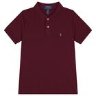 Boys Burgundy Logo Polo Shirt, 1, hi-res