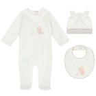 Ivory Babygrow, Hat & Bib Set, 2, hi-res