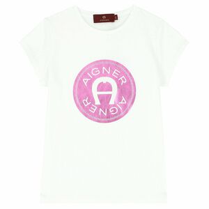 Girls White & Pink Logo T-Shirt