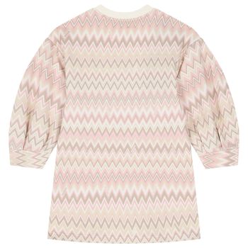 Girls Pink Logo Zig Zag Sweatshirt Dress