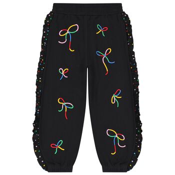 Girls Black Bow Joggers