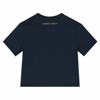 Girls Navy & Gold Crop Top