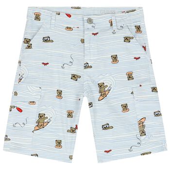 Boys Blue and White Bear Print Shorts