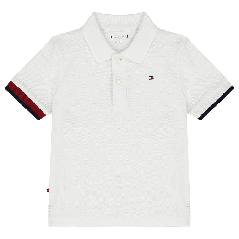 Tommy Hilfiger Baby Boys White Logo Polo Shirt | Junior Couture USA