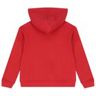 Boys Red Logo Hooded Zip Up Top, 1, hi-res