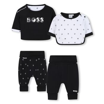 Baby Boys Black & White Logo Reversible Trousers Set