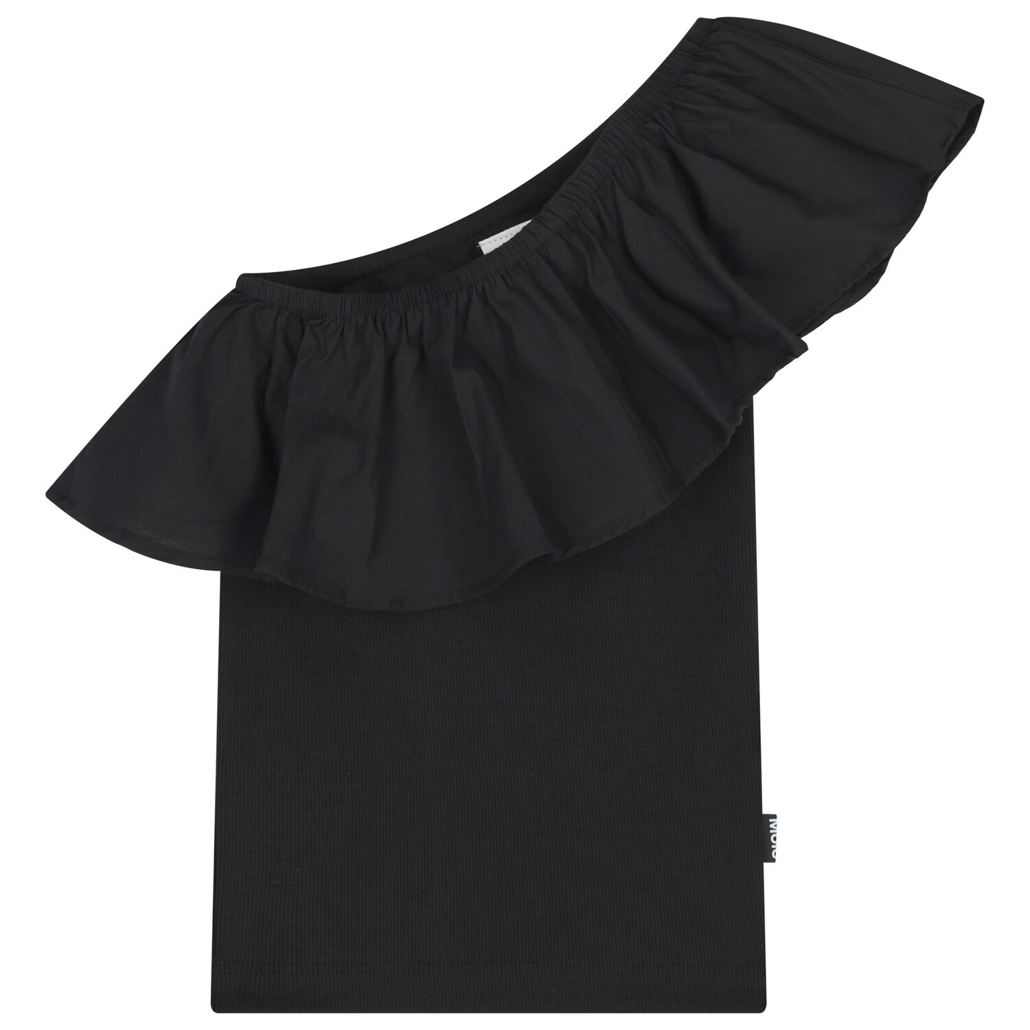 Girls Black One Shoulder Top, 1, hi-res