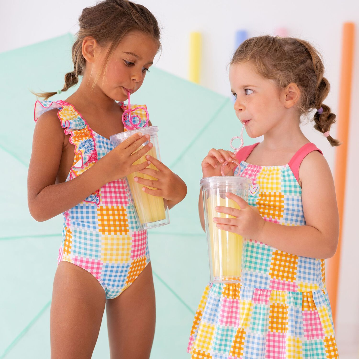 Girls Multi-Colored Gingham Dress, 1, hi-res image number null
