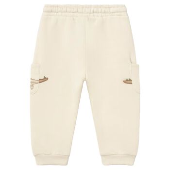 Younger Boys Ivory Dinosaur Joggers