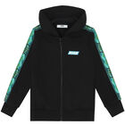 Boys Black Logo Zip Up Top, 1, hi-res