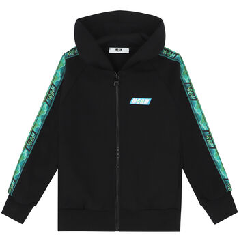 Boys Black Logo Zip Up Top