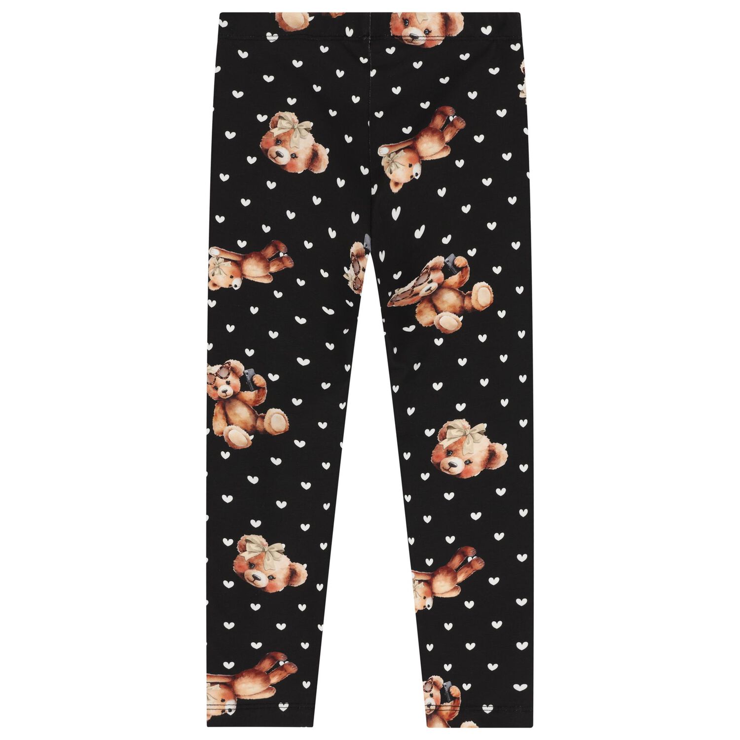 Girls Ivory & Black Teddy Bear Leggings Set, 1, hi-res