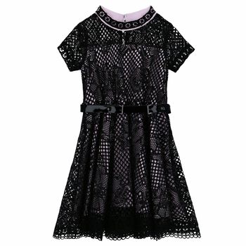 Girls Black Belted Dress