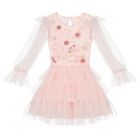 Girls Pink Embellished Tulle Dress, 1, hi-res