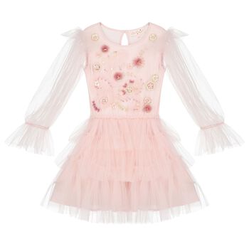 Girls Pink Embellished Tulle Dress