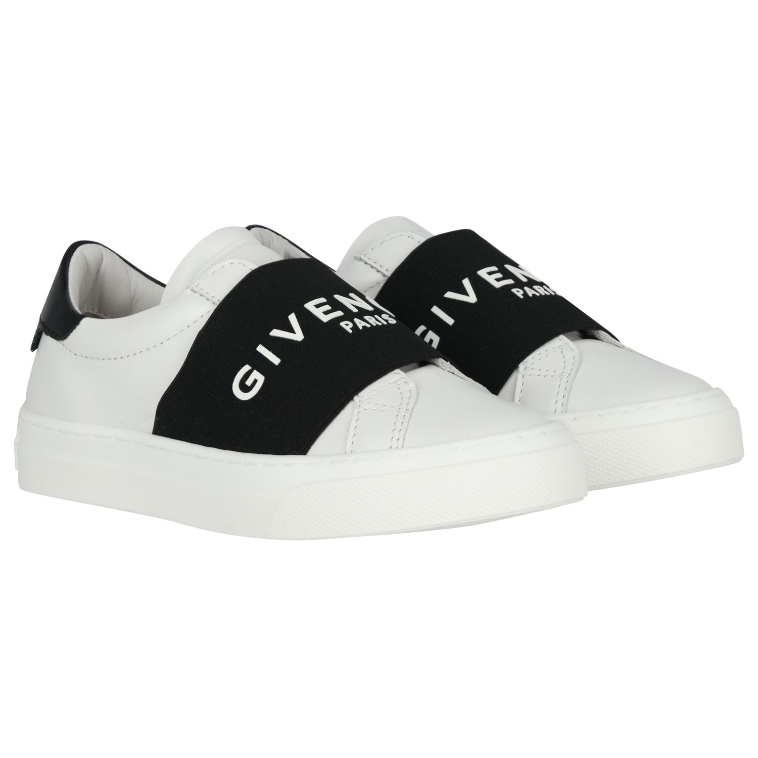 White & Black Logo Trainers, 1, hi-res