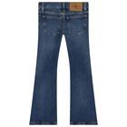 بنطلون جينز بالشعار باللون الأزرق للبنات, 1, hi-res