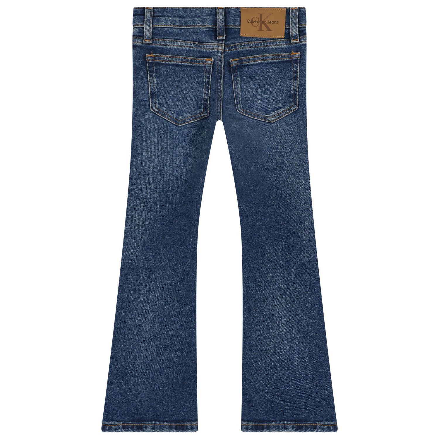 بنطلون جينز بالشعار باللون الأزرق للبنات, 1, hi-res