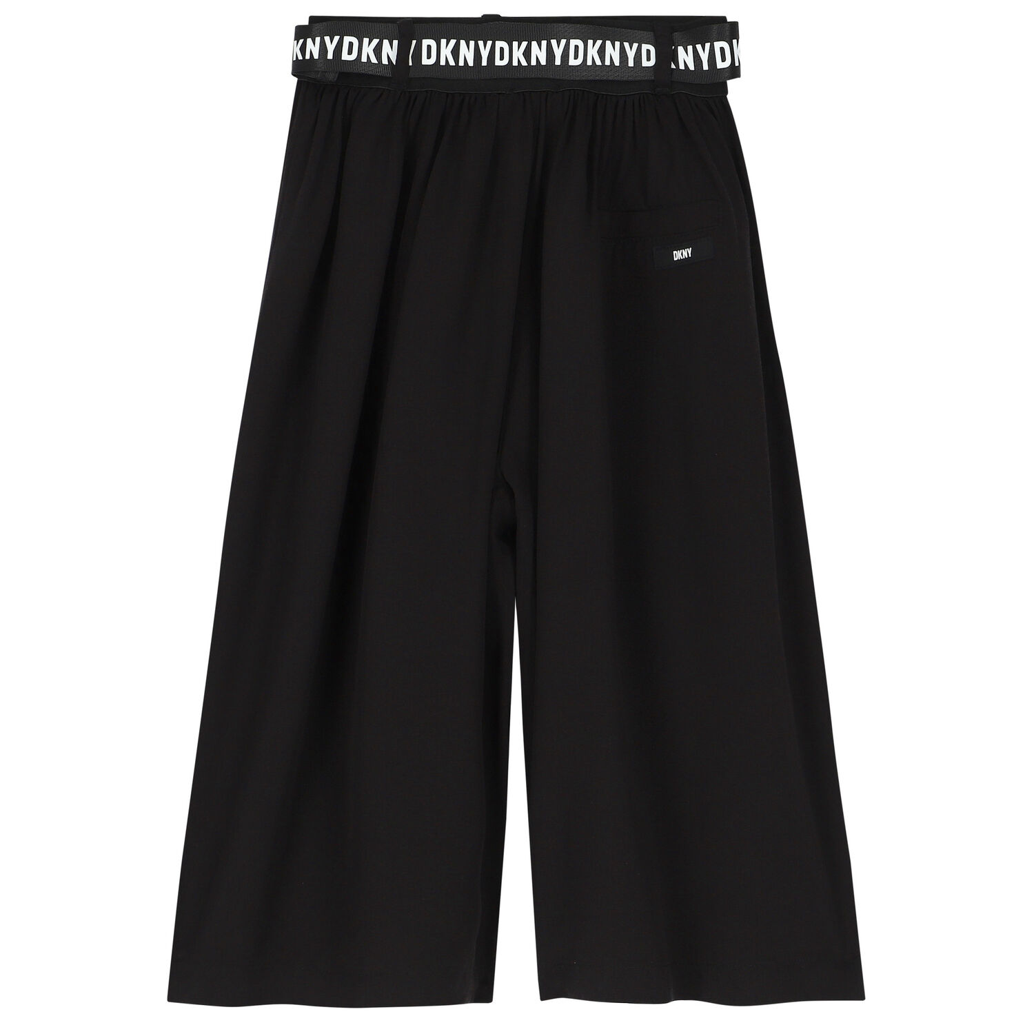 Girls Black Logo Cropped Trousers, 1, hi-res