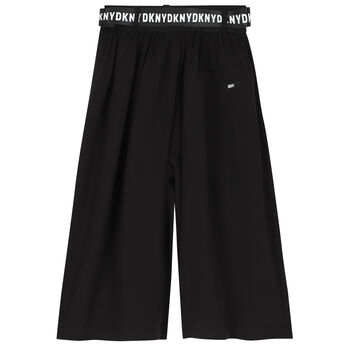 Girls Black Logo Cropped Trousers