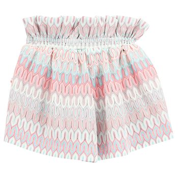 Girls Pink & Blue Crochet Knitted Shorts