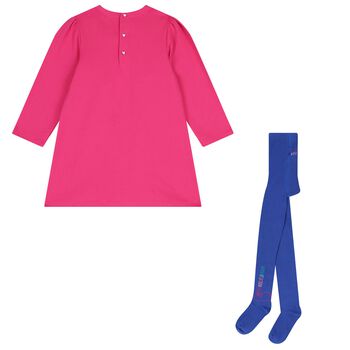 Girls Pink & Blue Bow Dress Set