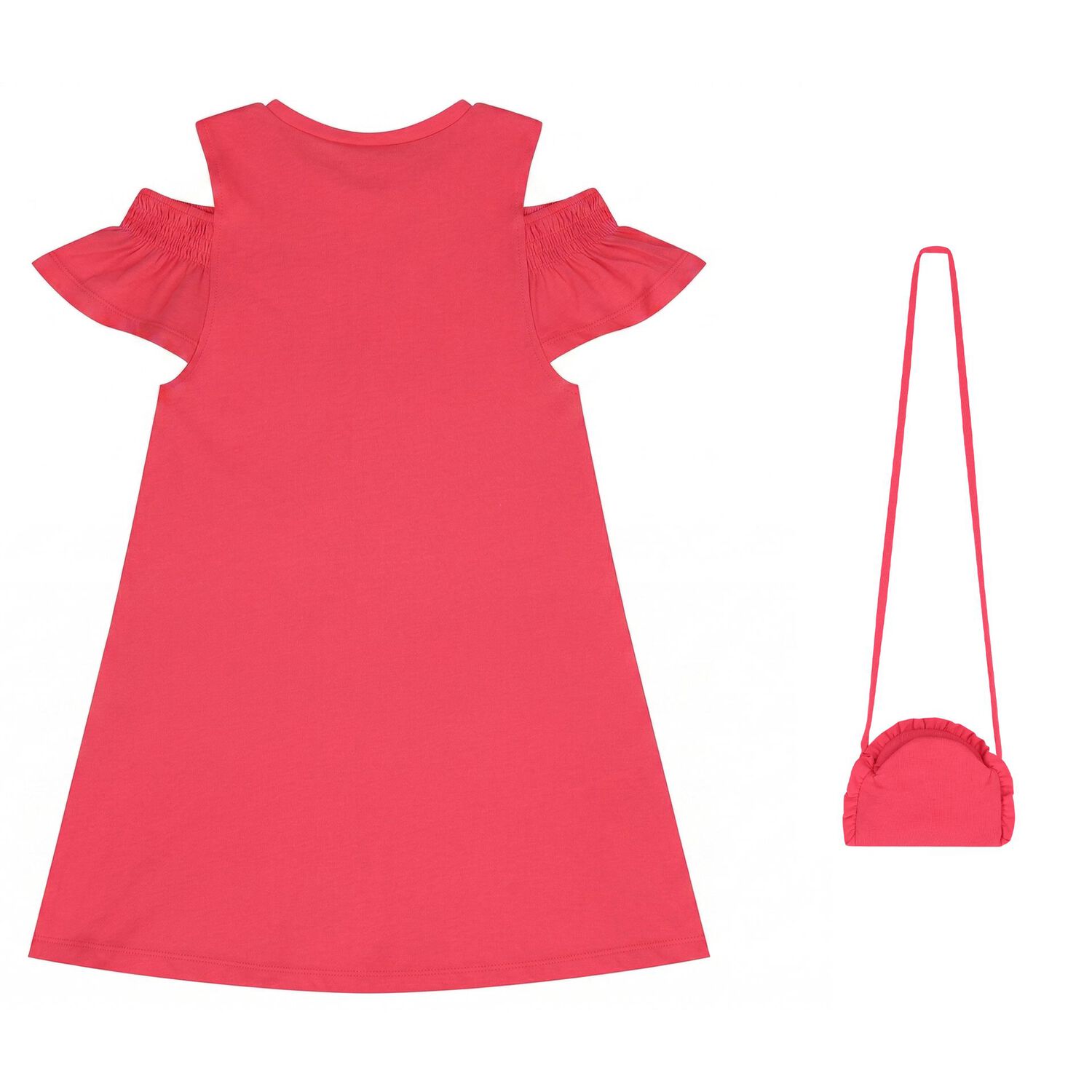 Girls Pink Ruffled Dress Set, 1, hi-res